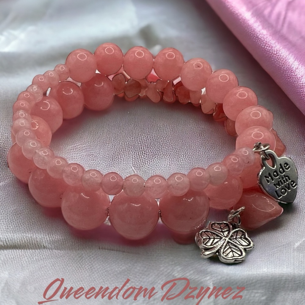 Baby pink memory wire bracelet